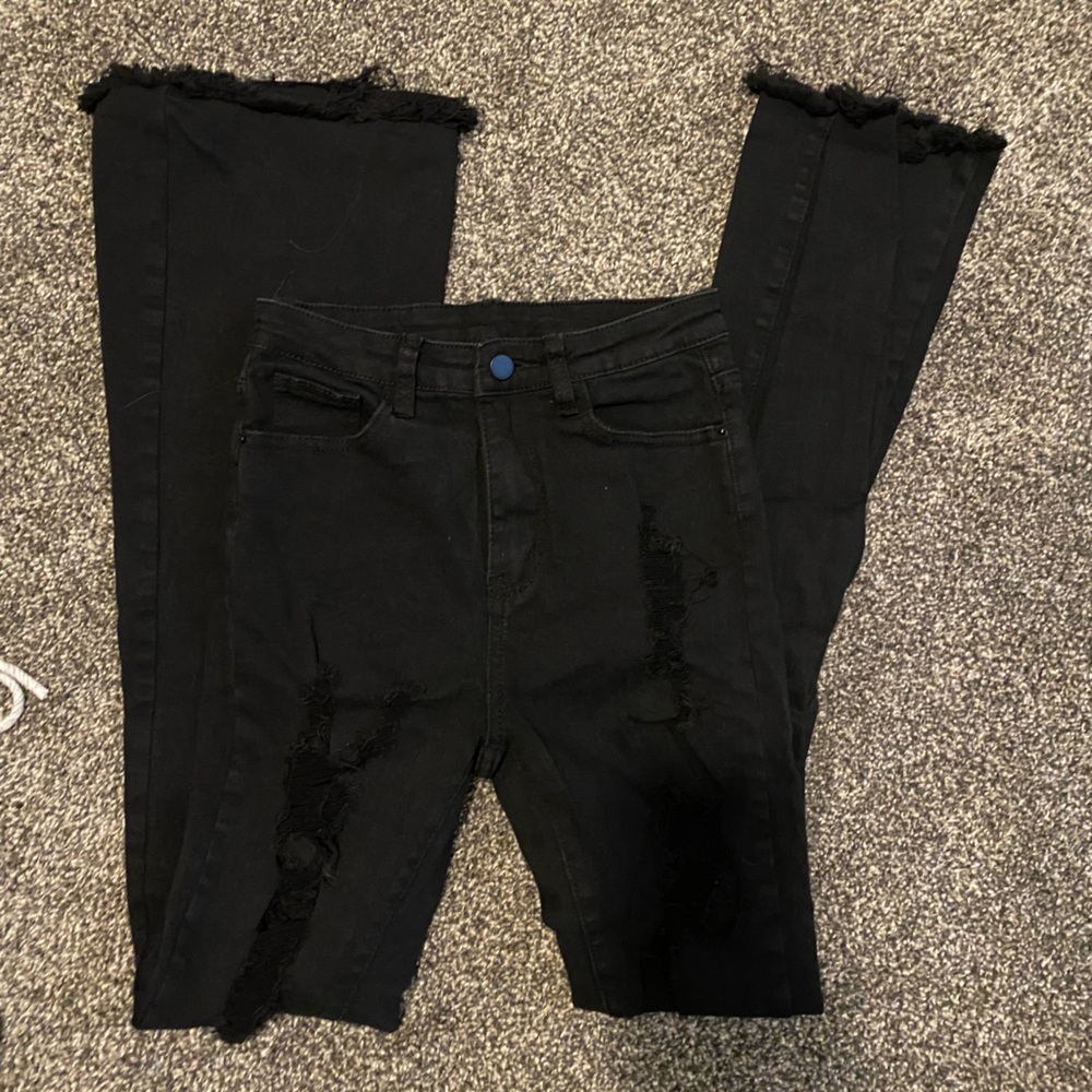 Black Ripped Flare Jeans